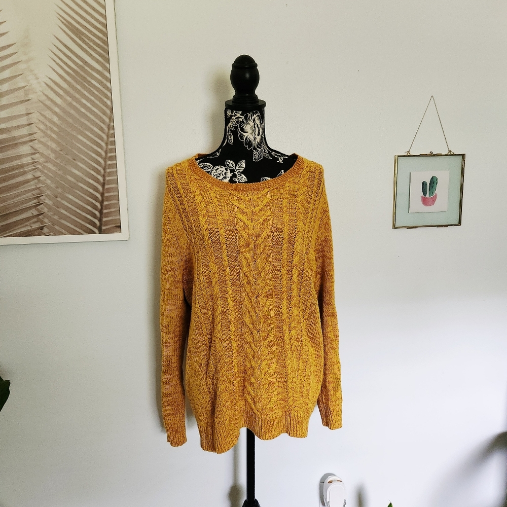 Old Navy Yellow Crew Neck Sweater with Textured Knit